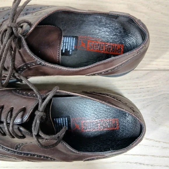 Pikolinos Oxford Shoes Mens 12 Leather Lace Up Brown Comfort Academia Business
